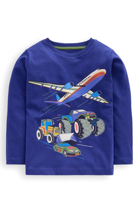Kids' Vehicles Long Sleeve Cotton Graphic T-Shirt (Toddler, Little Kid & Big Kid)