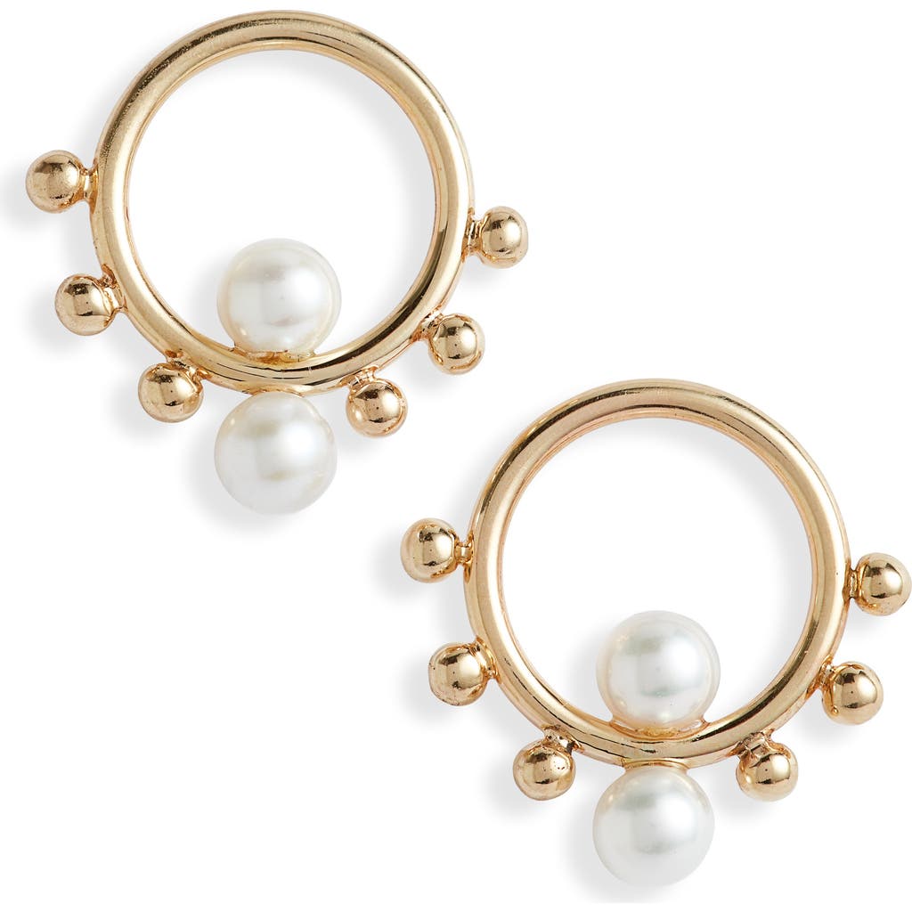 Poppy Finch Circle Bubble Cultured Pearl Drop Earrings in Gold  product