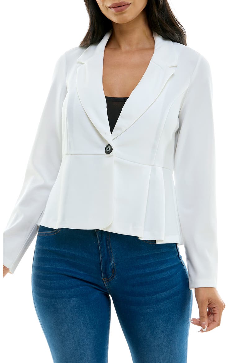 Notch Lapel Peplum Blazer, Main, color, IVORY