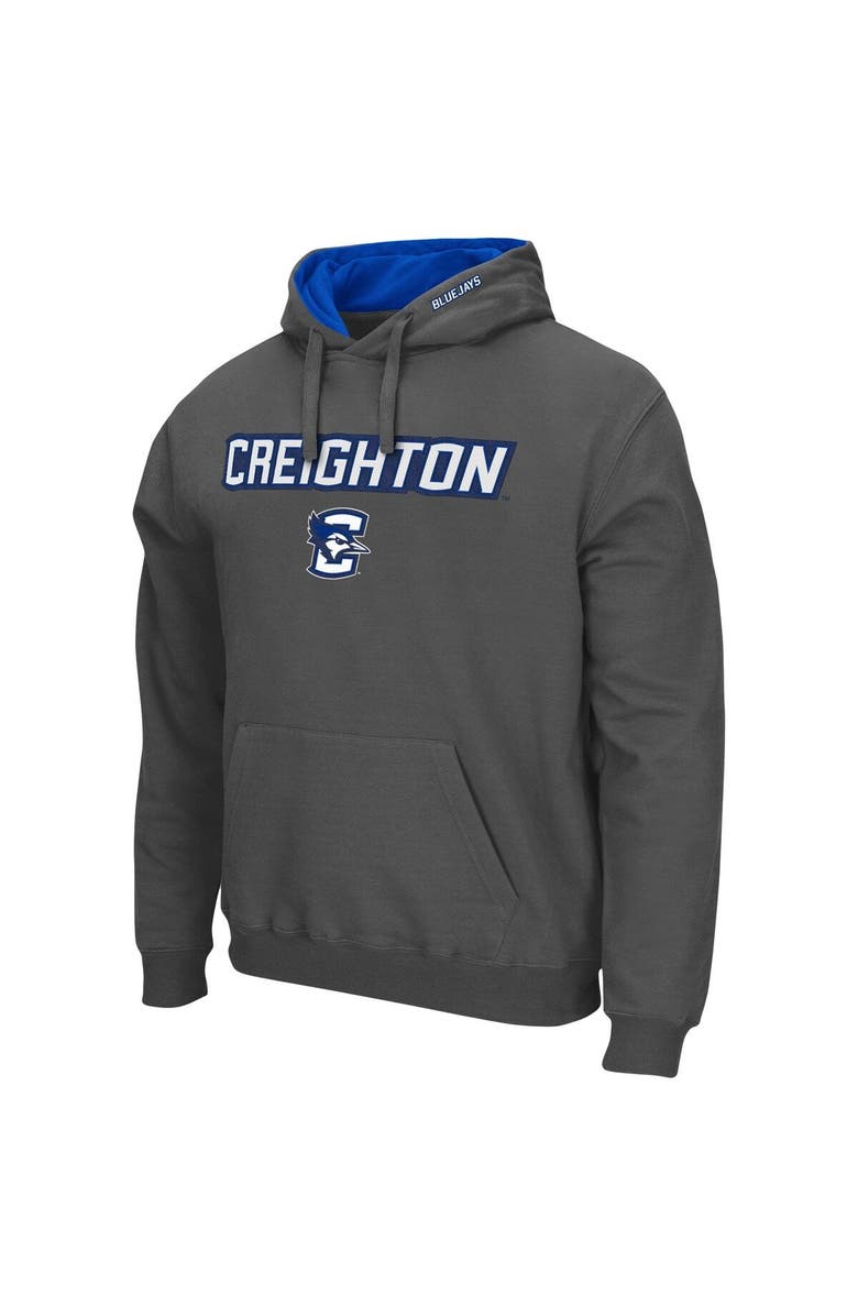 COLOSSEUM Men's Colosseum Charcoal Creighton Bluejays Arch and Logo Pullover Hoodie, Alternate, color, Charcoal