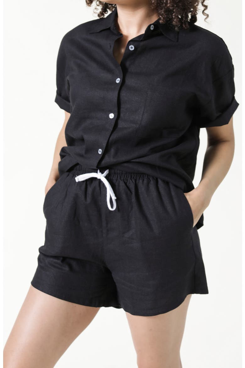 Rita Linen Shorts, Alternate, color, Black