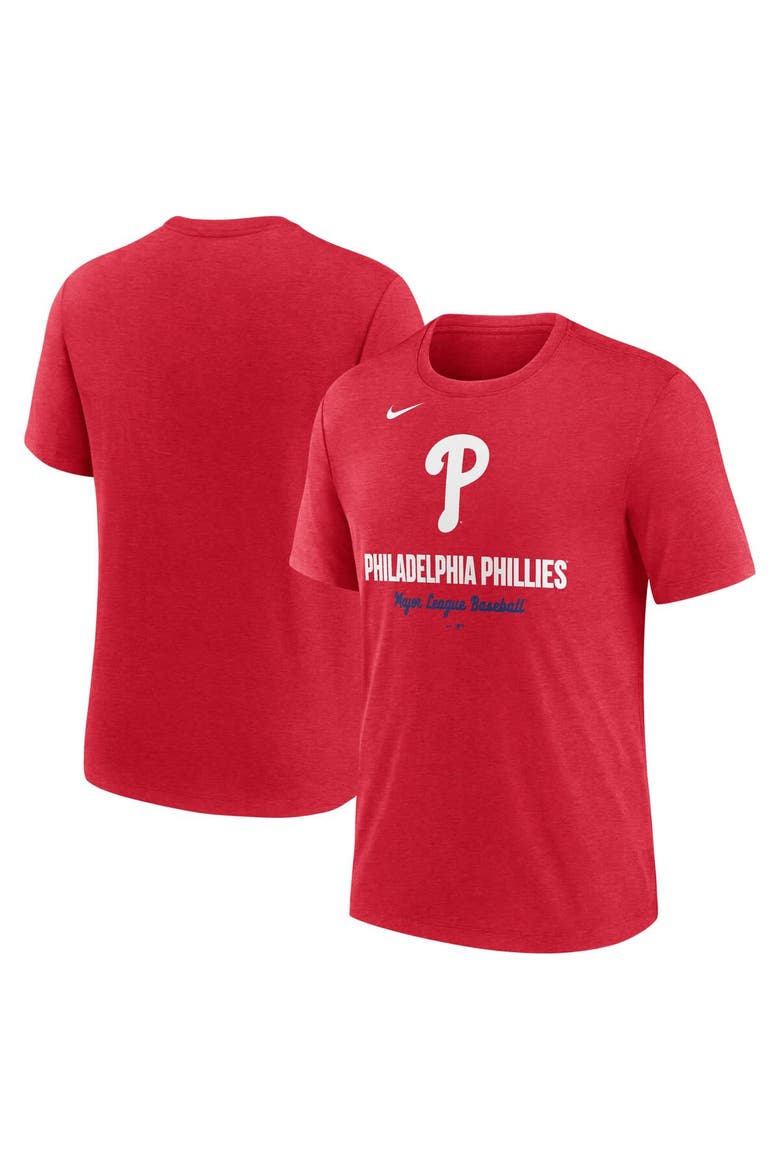 Men's Nike Heather Red Philadelphia Phillies Logo Tri-Blend T-Shirt, Main, color, Heather Red