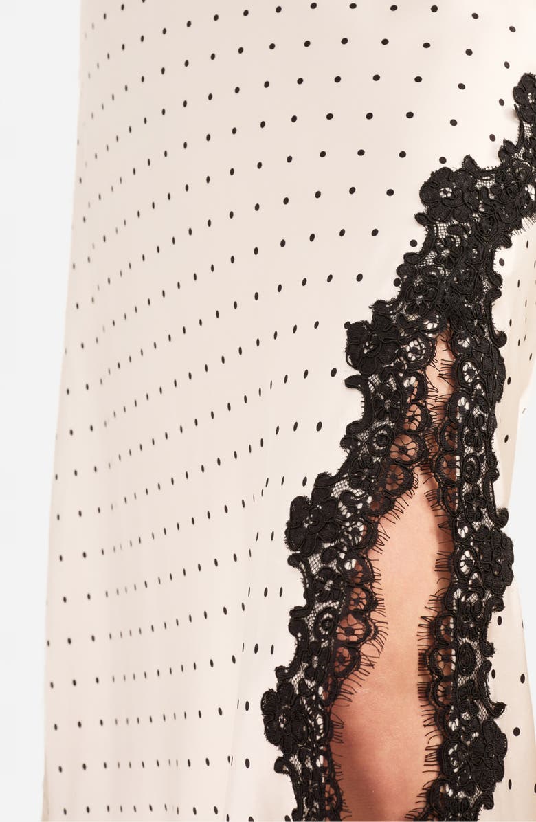 CAMI NYC Teagan Polka Dot Lace Accent Silk Maxi Skirt, Alternate, color, Pin Dot