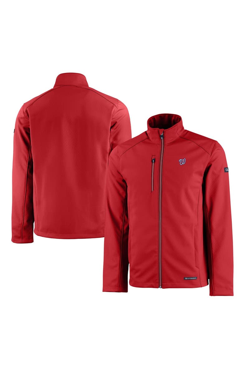 Cutter & Buck Men's Cutter & Buck Red Washington Nationals Evoke Eco Softshell Recycled Full-Zip Jacket, Main, color, 
