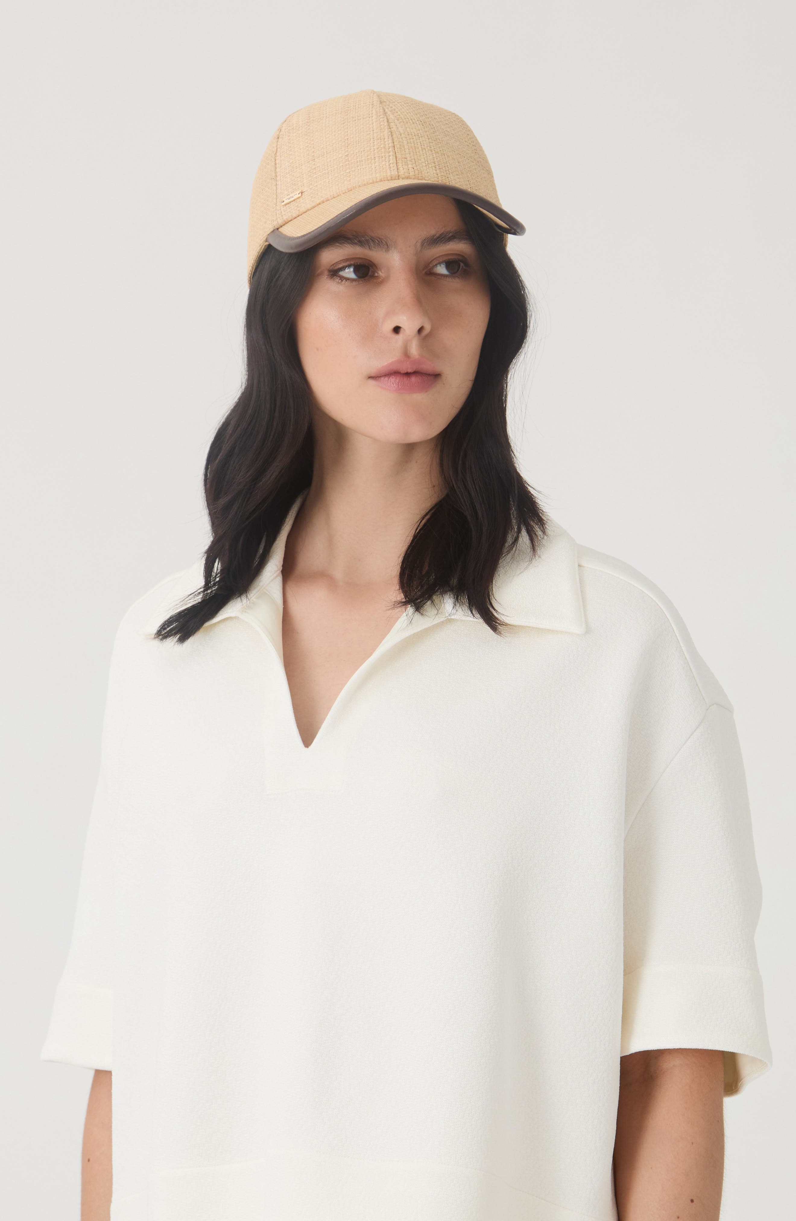 New Eugenia Kim Ivory/Gold Sequin Tweed Baseball Cap One Size Eugenia Kim Yuki Hat Tweed Sequin New wtag main image 2