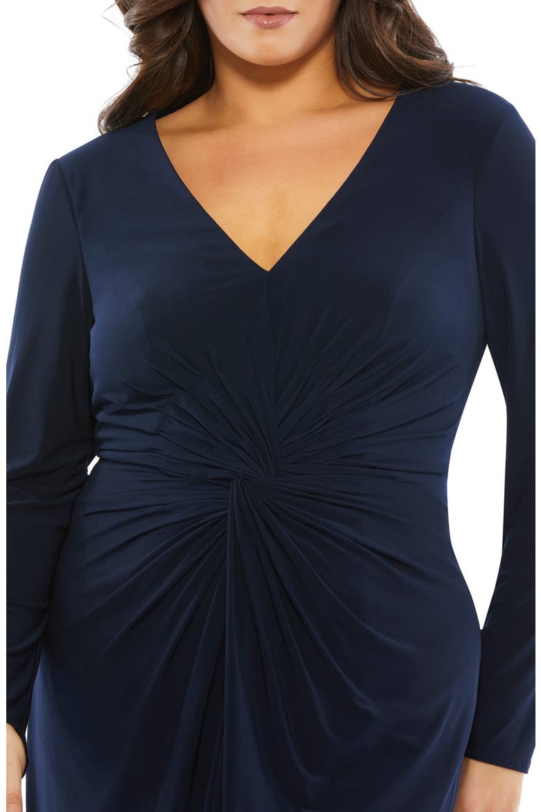 Front Twist Long Sleeve V-Neck Gown, Alternate, color, MIDNIGHT