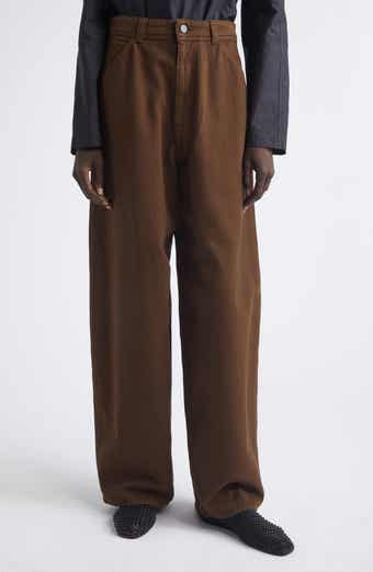 High Waist Cotton Twill Wide Leg Pants