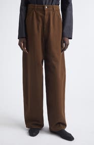 Lemaire High Waist Cotton Twill Wide Leg Pants