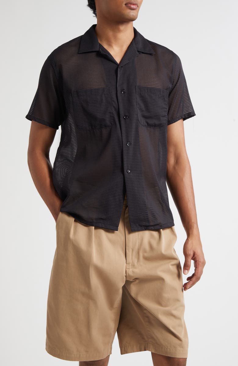 BEAMS Nylon Mesh Camp Shirt, Main, color, 19 Black