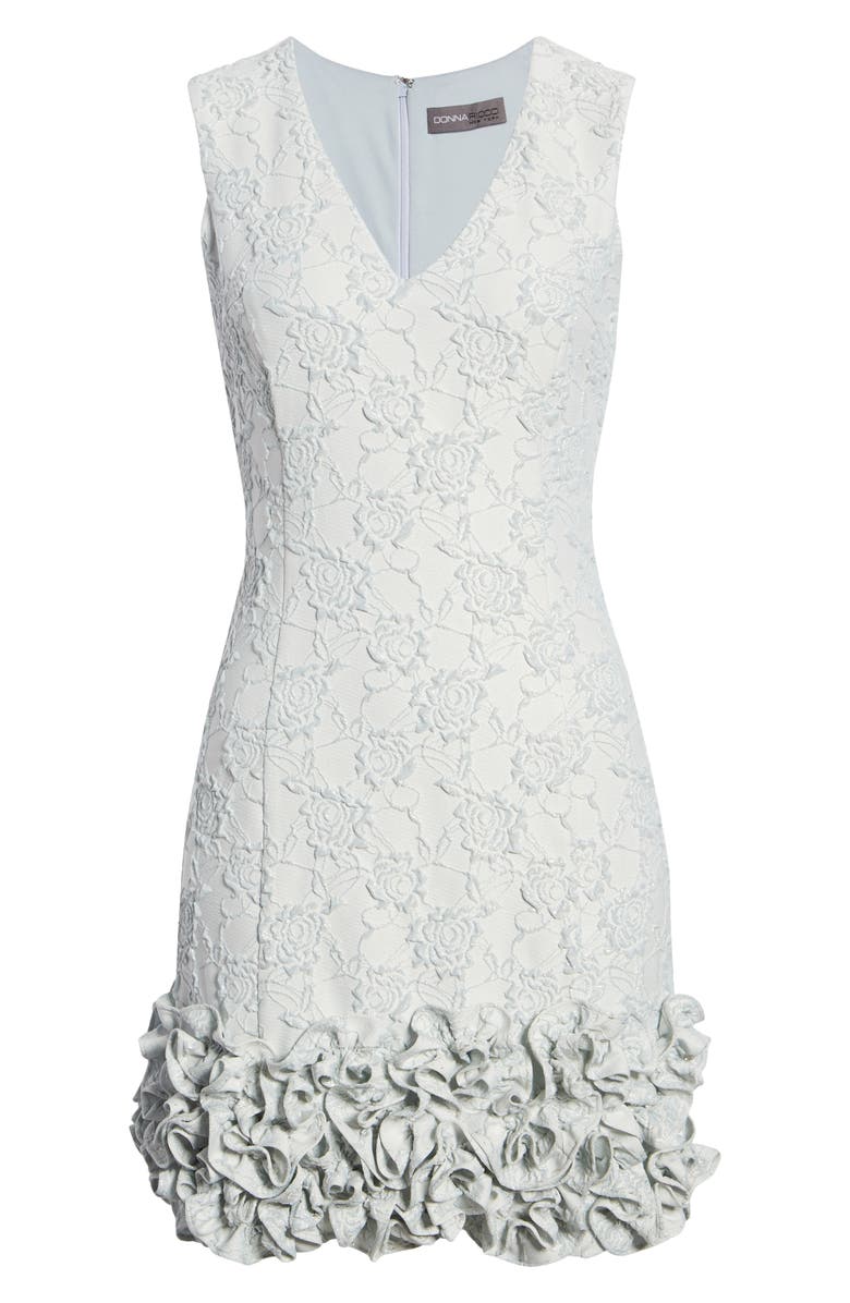 Donna Ricco Ruffle Hem Floral Jacquard Sheath Dress, Alternate, color, 