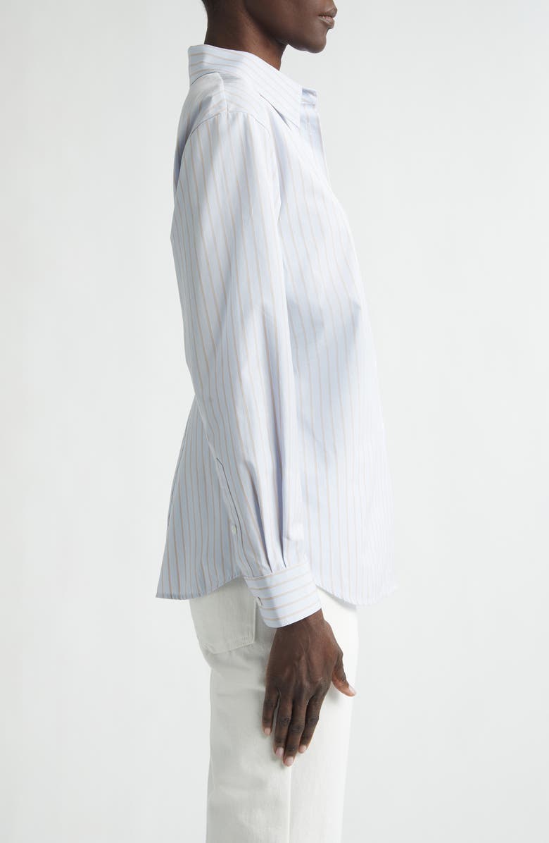 Lafayette 148 New York Aurora Stripe Cotton Tailored Shirt, Alternate, color, Glacier Blue Multi