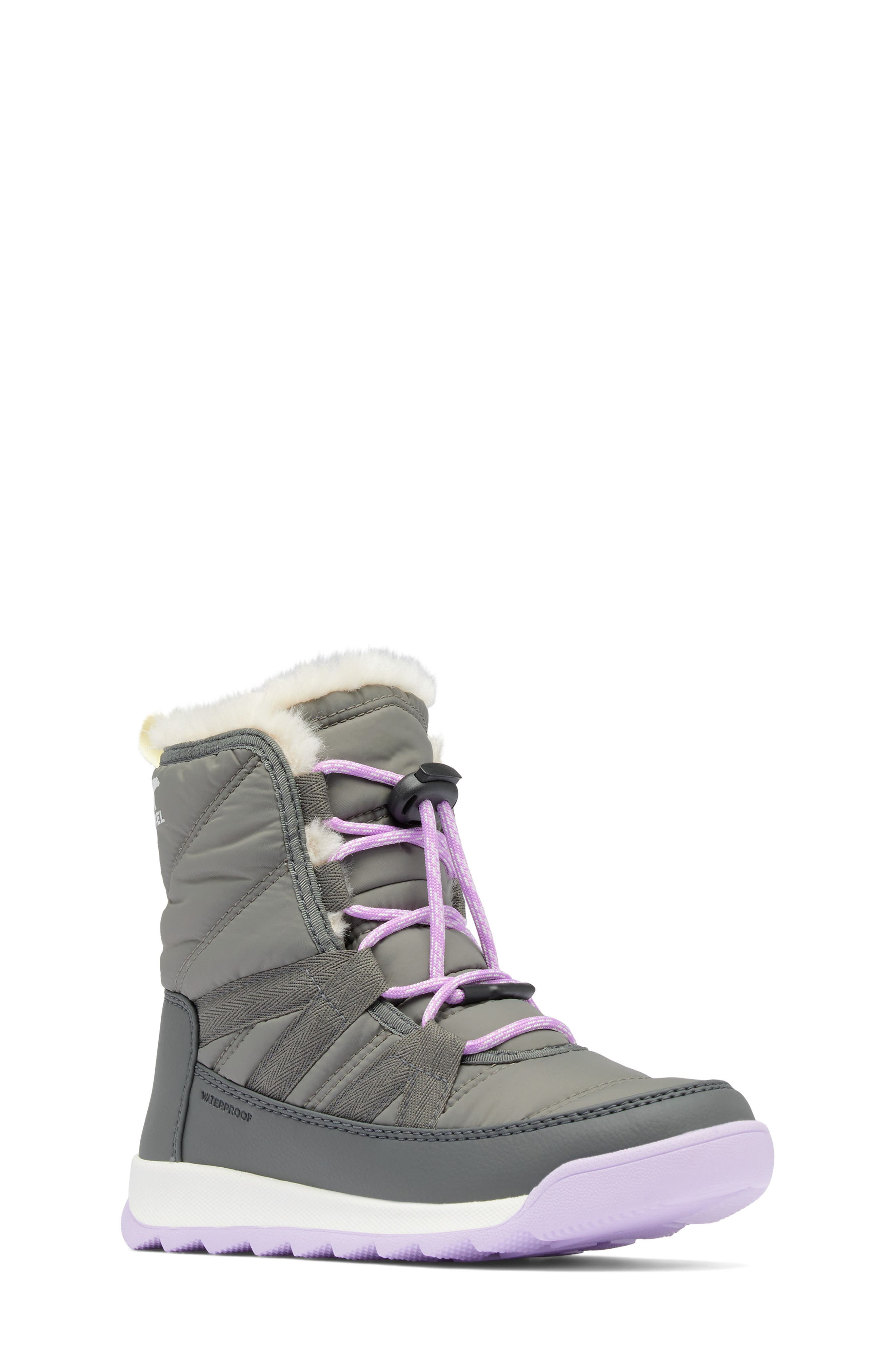 SOREL Kids' Whitney II Plus Waterproof Snow Boot, Main, color, Quarry/ Lavender Cloud