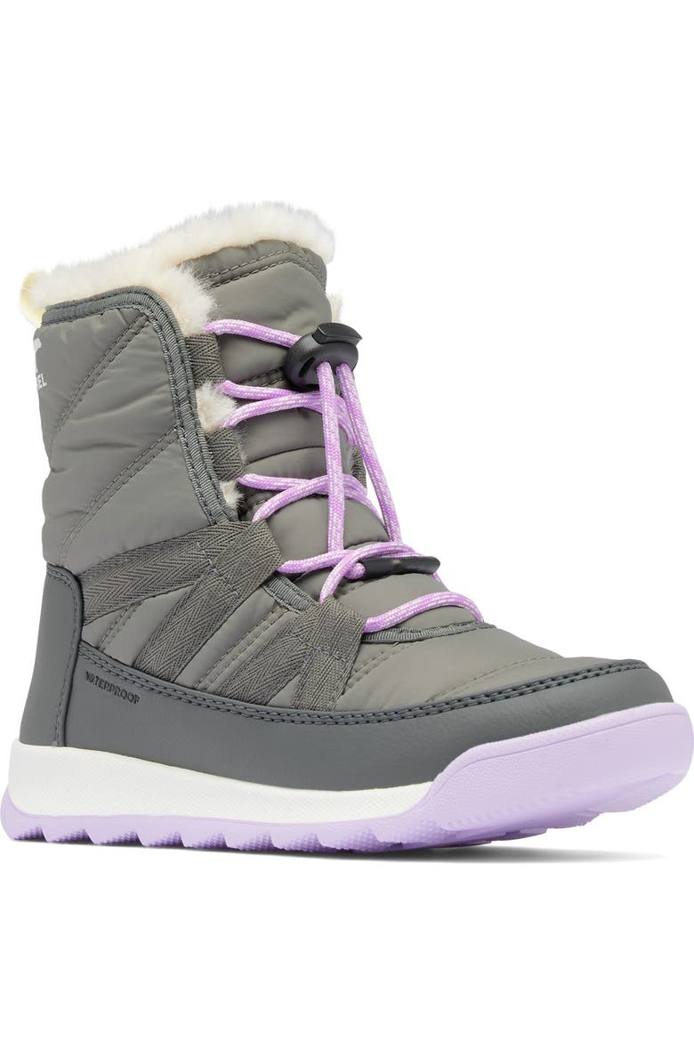 SOREL Kids' Whitney II Plus Waterproof Snow Boot, Main, color, Quarry/ Lavender Cloud
