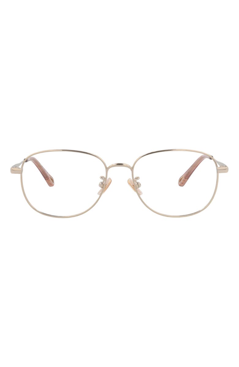 Chloé 53mm Round Optical Glasses, Main, color, Gold Gold Transparent