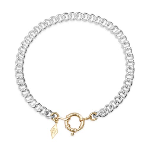 Elliot Young Two Tone Sterling Silver Curb Chain Bracelets With 14k Sailer Lock In White