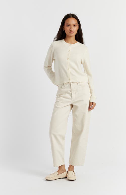 Chinti & Parker Wool Cashmere Blend Crew Neck Cropped Cardigan In White