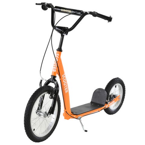 Youth Kick Scooter with Adjustable Handlebar, Dual Brakes, Inflatable Wheels