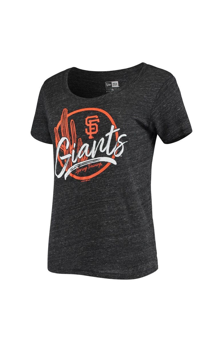 5TH AND OCEAN BY NEW ERA Women's 5th & Ocean by New Era Heathered Black San Francisco Giants Spring Training Circle Cactus Tri-Blend T-Shirt, Alternate, color,