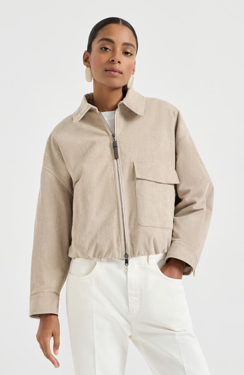 Brunello Cucinelli Vintage corduroy outerwear jacket, Alternate, color, Beige