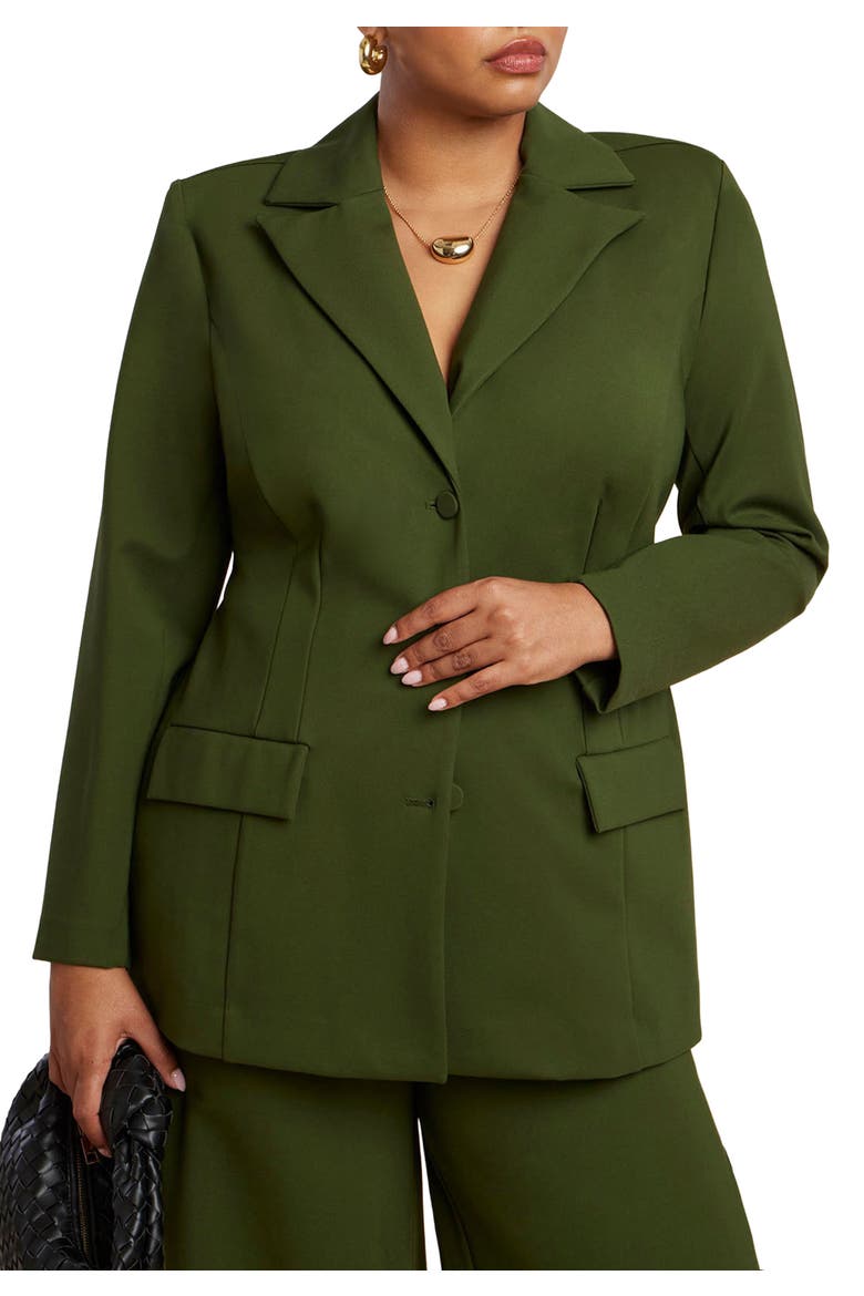The Ultimate Stretch Nipped Waist Blazer, Main, color, DARK FOREST GREEN