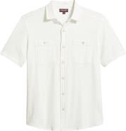 Johnston & Murphy Riley Short Sleeve Knit Button-Up Shirt