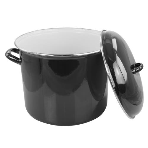 Gibson Home 12 Quart Enamel On Steel Stock Pot With Lid In Black