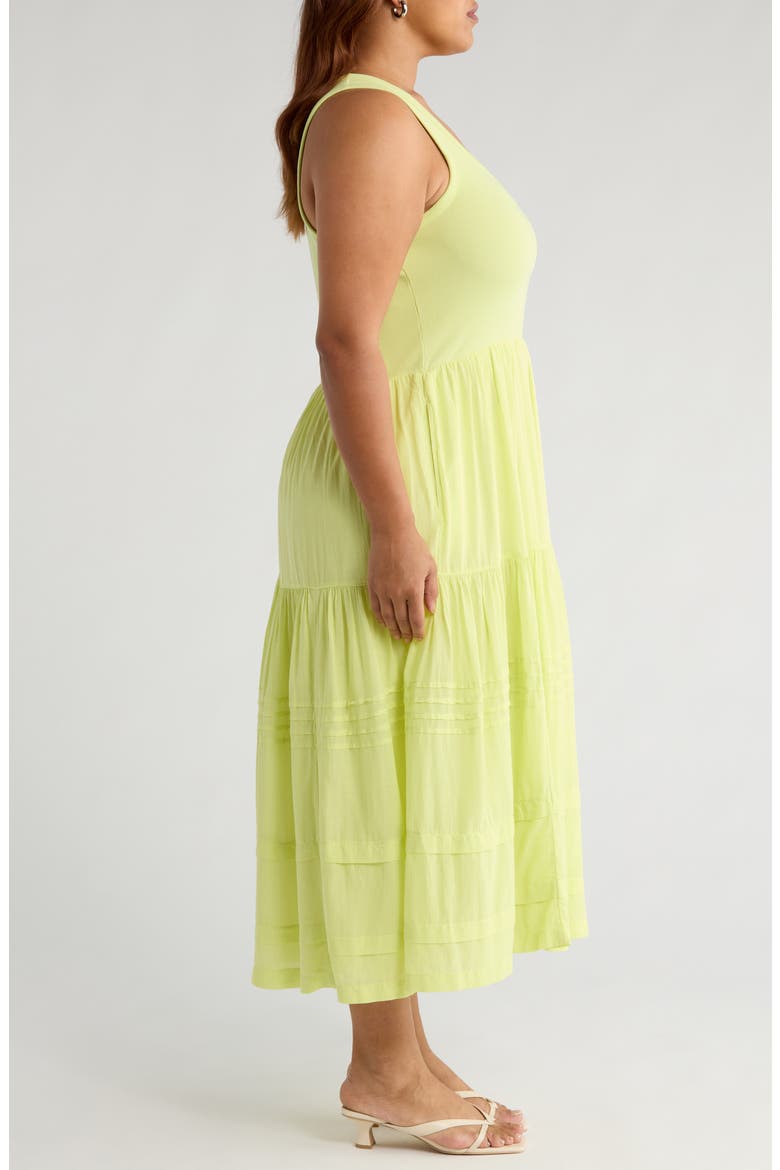 Mixed Media Cotton Blend Maxi Dress, Alternate, color, GREEN FINCH