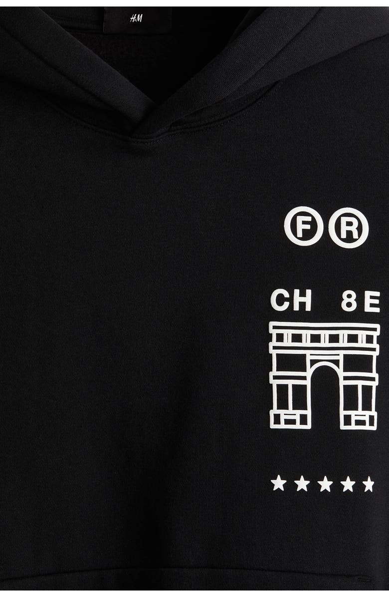 H&M Loose Fit Hoodie, Alternate, color, Black/Paris