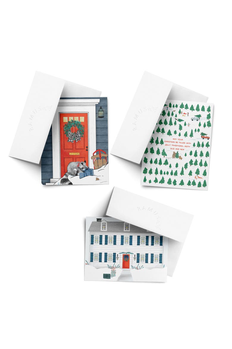 Traditions, Winter House, Racoon Gift Winter/Holiday/Christmas Greeting Card Pack Sets, Main, color, Multi-Pack