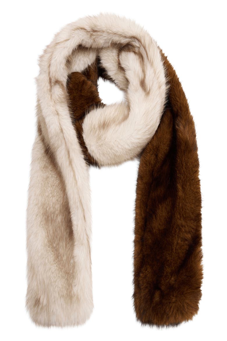 Faux Fur Scarf, Main, color, BEIGE