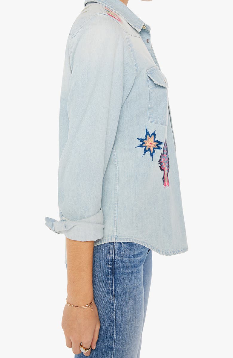 MOTHER All My Exes Embroidered Denim Shirt, Alternate, color,