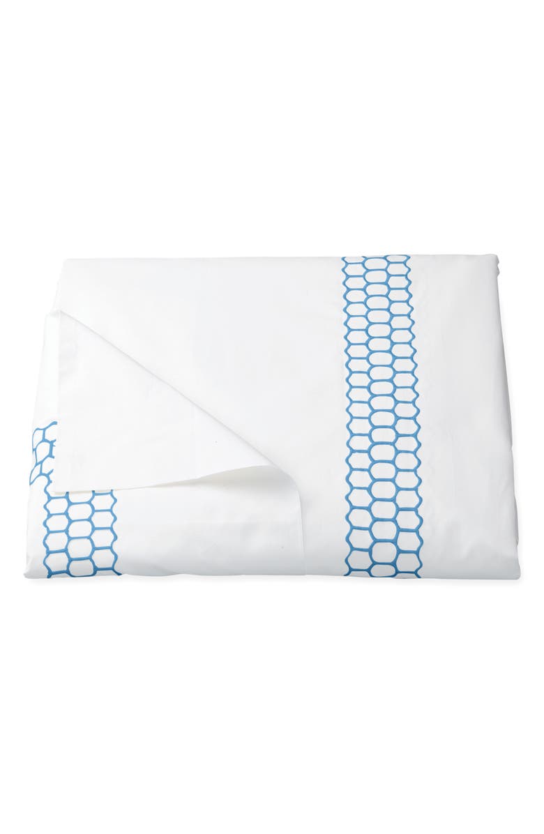 Matouk Liana 520 Thread Count Cotton Percale Duvet Cover, Main, color, Ocean