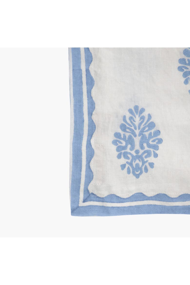 Nila - Pure Linen Hand-Printed Table Runner, Alternate, color, Pastel Blue