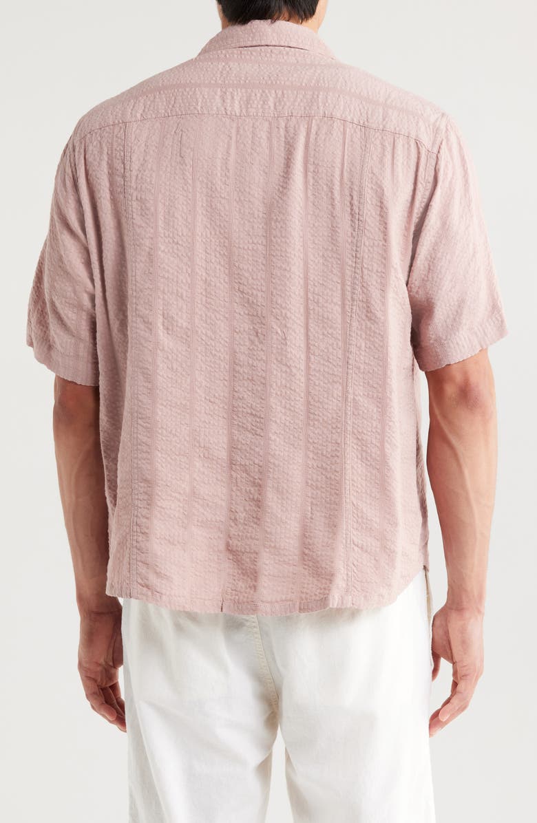 Corridor Stripe Seersucker Camp Shirt, Alternate, color, Pnk