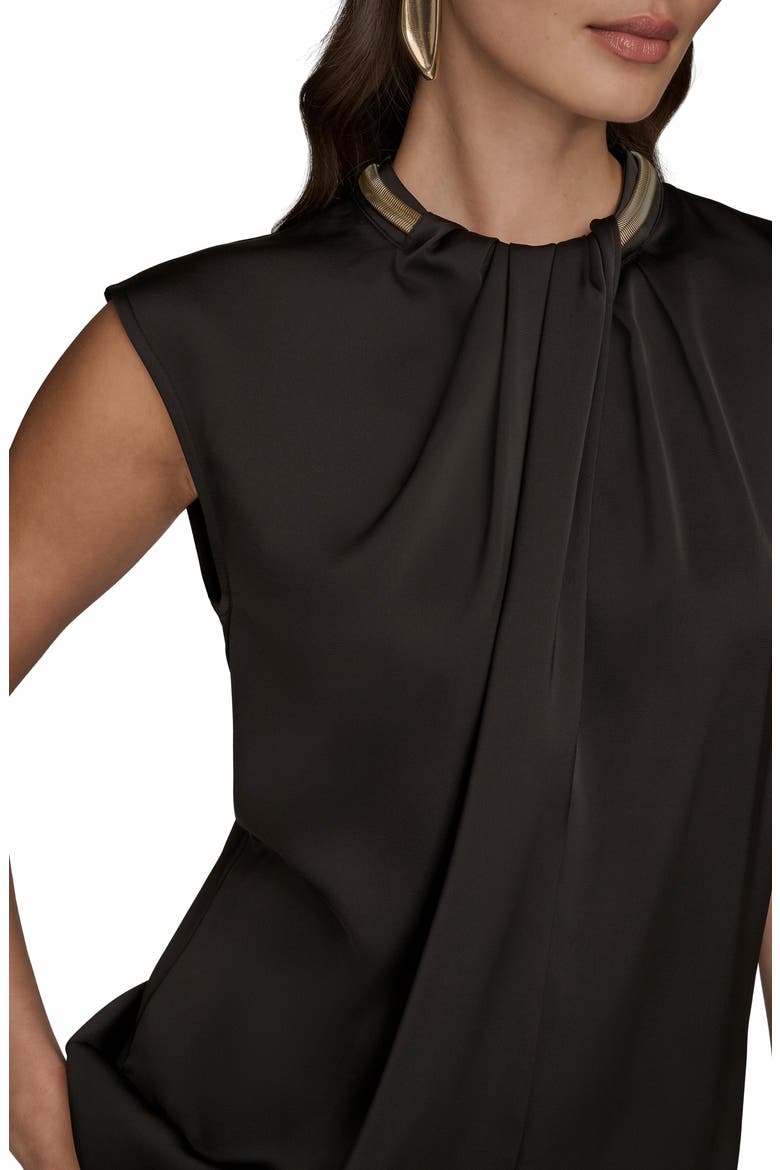 Twist Neck Hardware Sleeveless Top, Alternate, color, BLACK