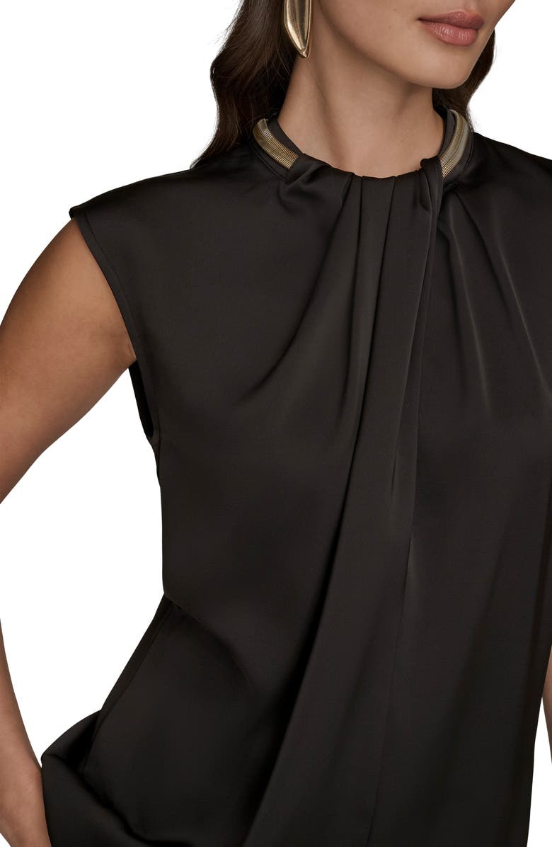 Donna Karan New York Twist Neck Hardware Sleeveless Top, Alternate, color, Black