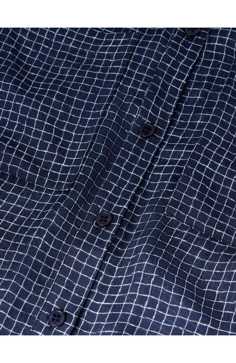 Whistles Grid Print Sheer Shirt, Alternate, color, Navy/Multi