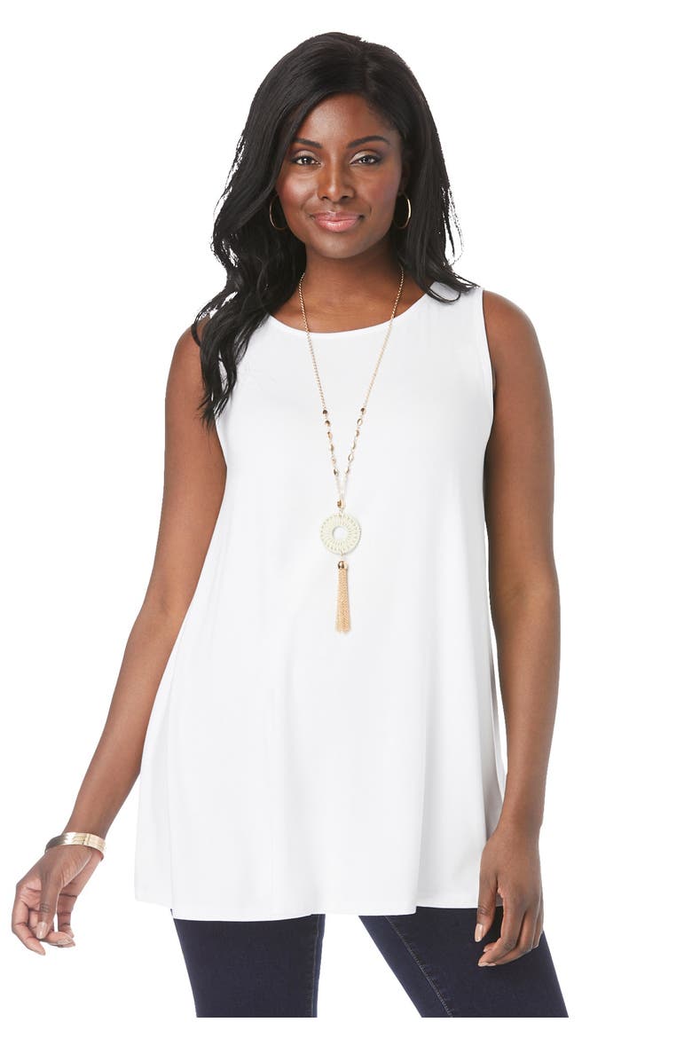 Stretch Knit Sleeveless Swing Tunic, Main, color, WHITE