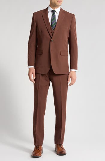 Braveman Classic Fit 3-piece Suit In Brown