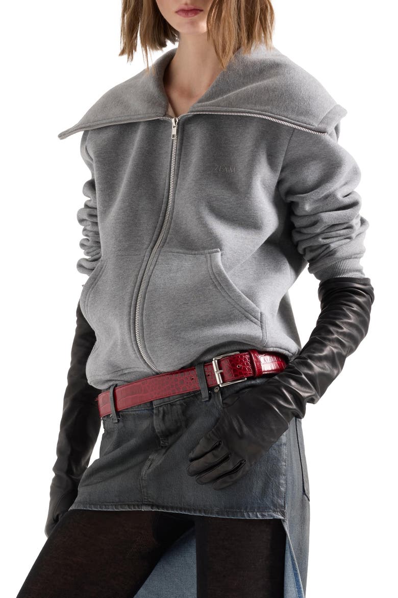 High Neck Zip Sweatshirt, Main, color, COTTON ASH