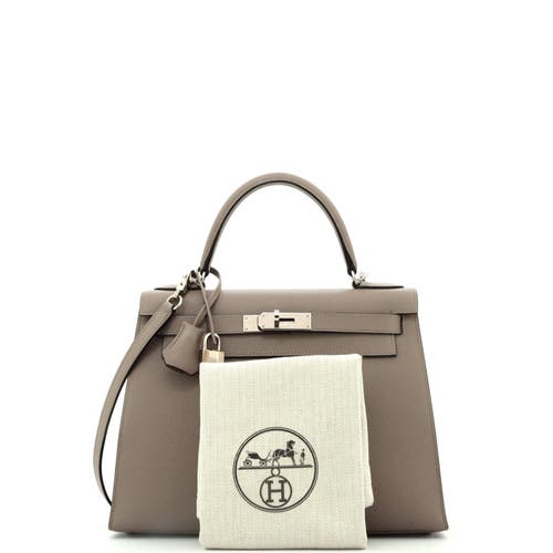 Pre-owned Hermes  Hermes Kelly Handbag Grey Epsom With Palladium Hardware 28 In Gray