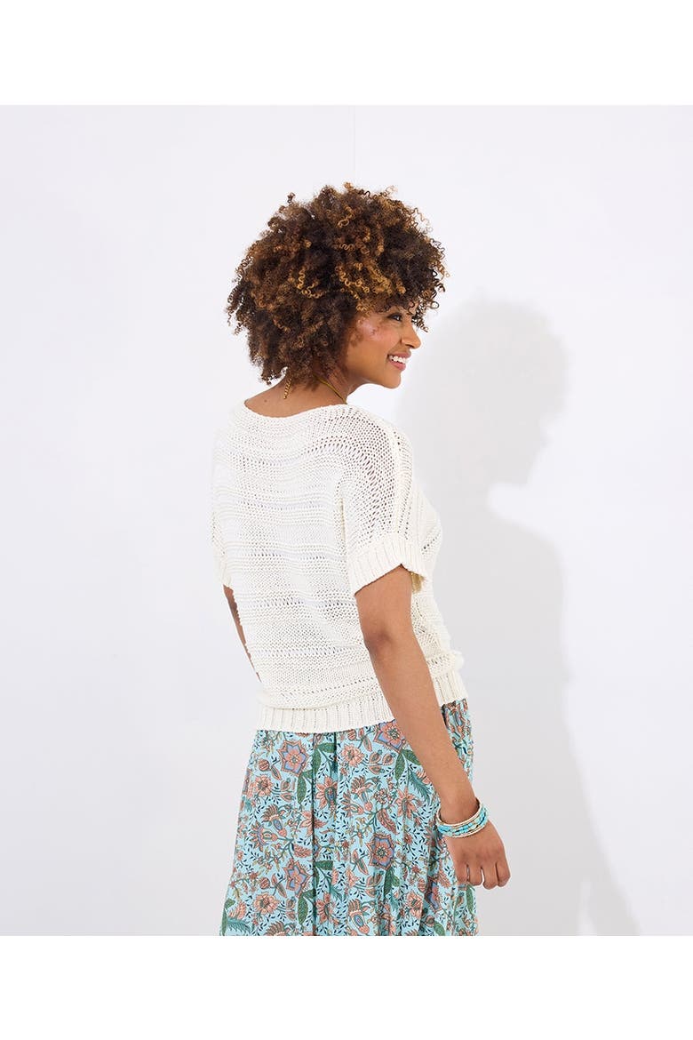 Boatneck Pointelle Sweater, Alternate, color, IVORY