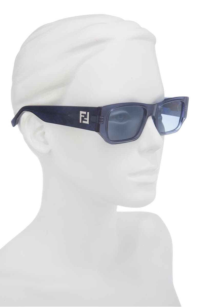 Fendi FF Squared 54mm Rectangular Sunglasses, Alternate, color, Shiny Blue / Blue