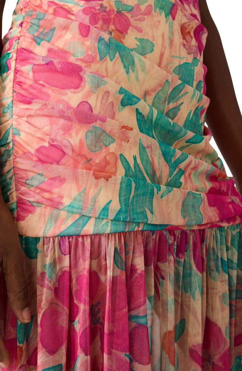 Steve Madden Agnes Floral Print Georgette Maxi Dress, Alternate, color, Tropical Breeze