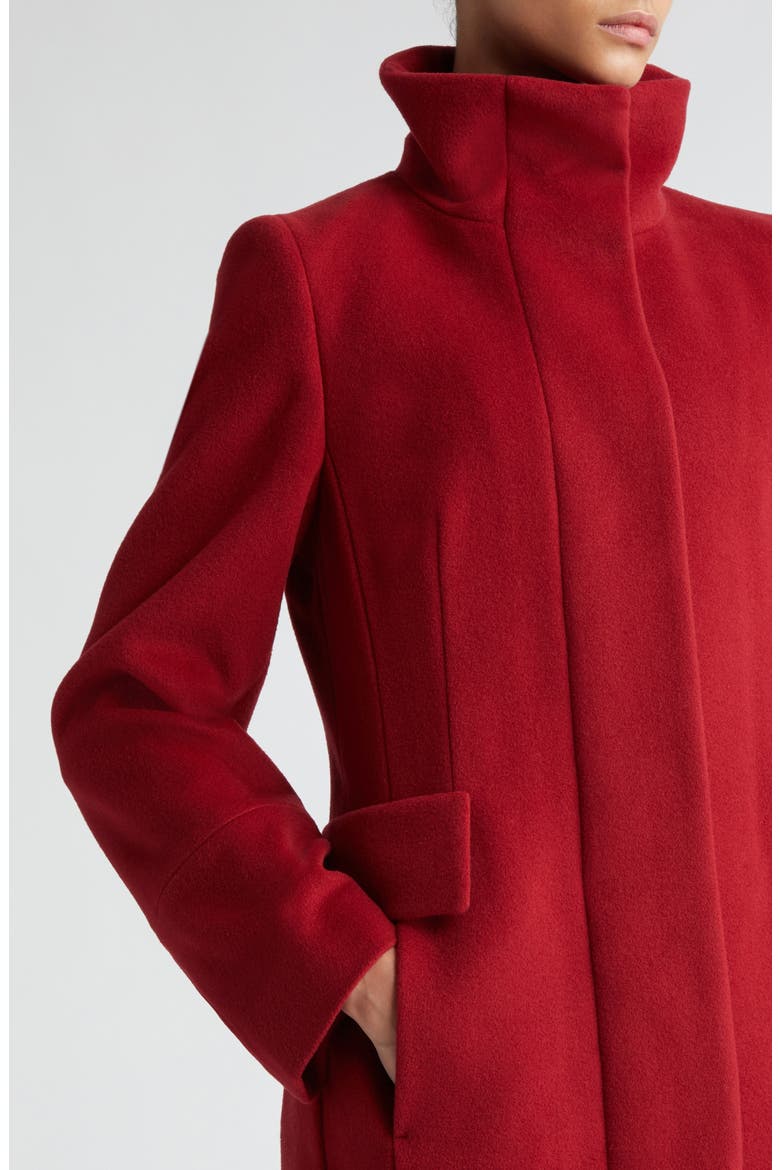 Stand Collar Wool Blend Fleece Coat, Alternate, color, 064 DARK RED