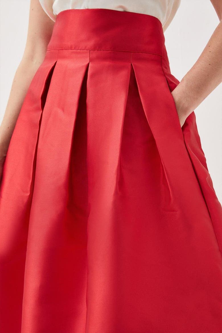 Twill Woven Prom Maxi Skirt, Alternate, color, Red