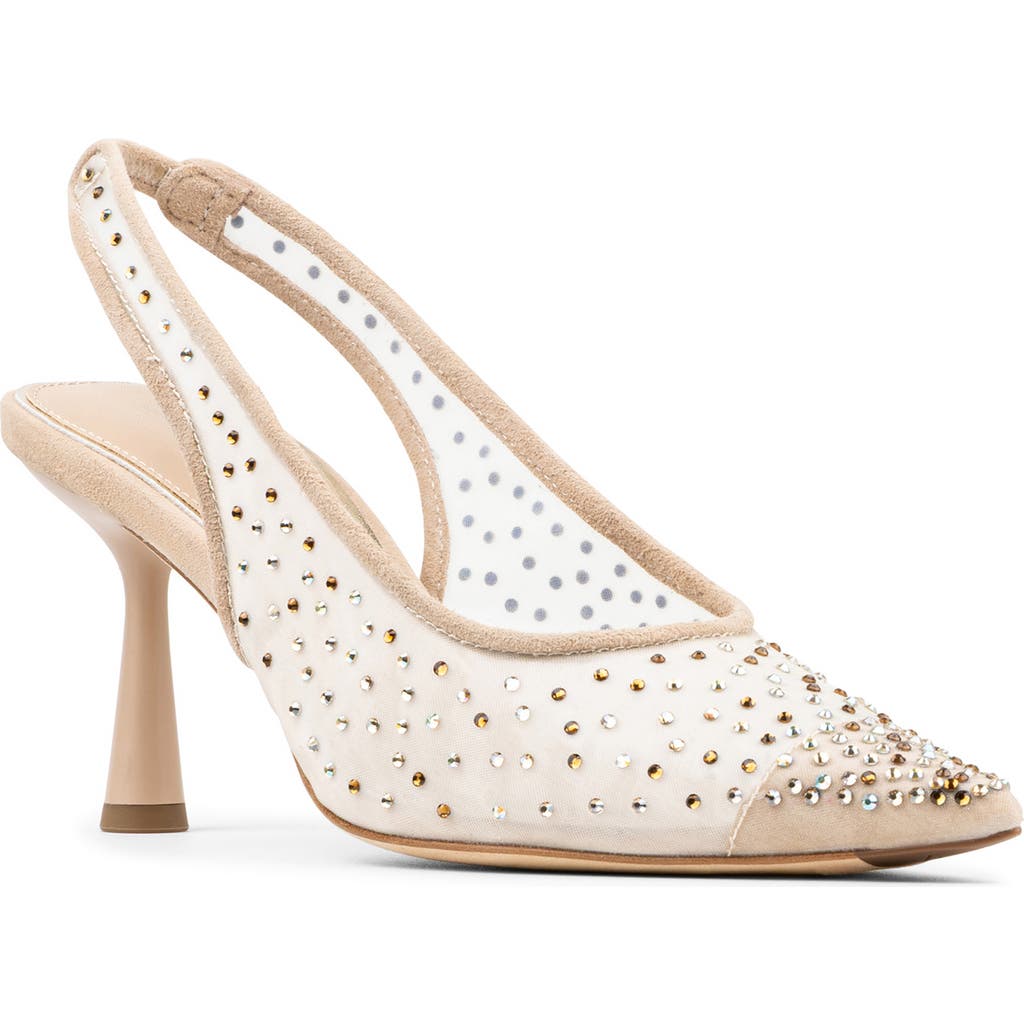 Donald Pliner Sodashi Snakeskin Embossed Pointed Toe Slingback Pump In Neutral