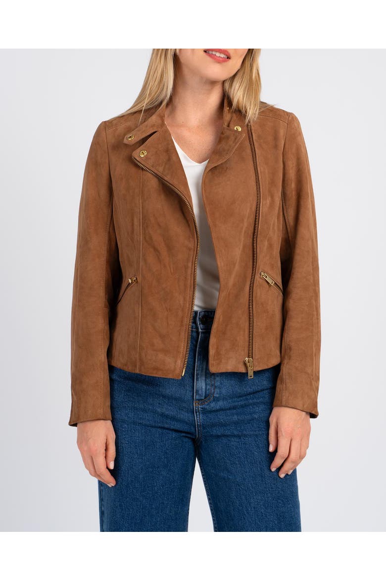Hudson Suede Biker Jacket, Alternate, color, Camel