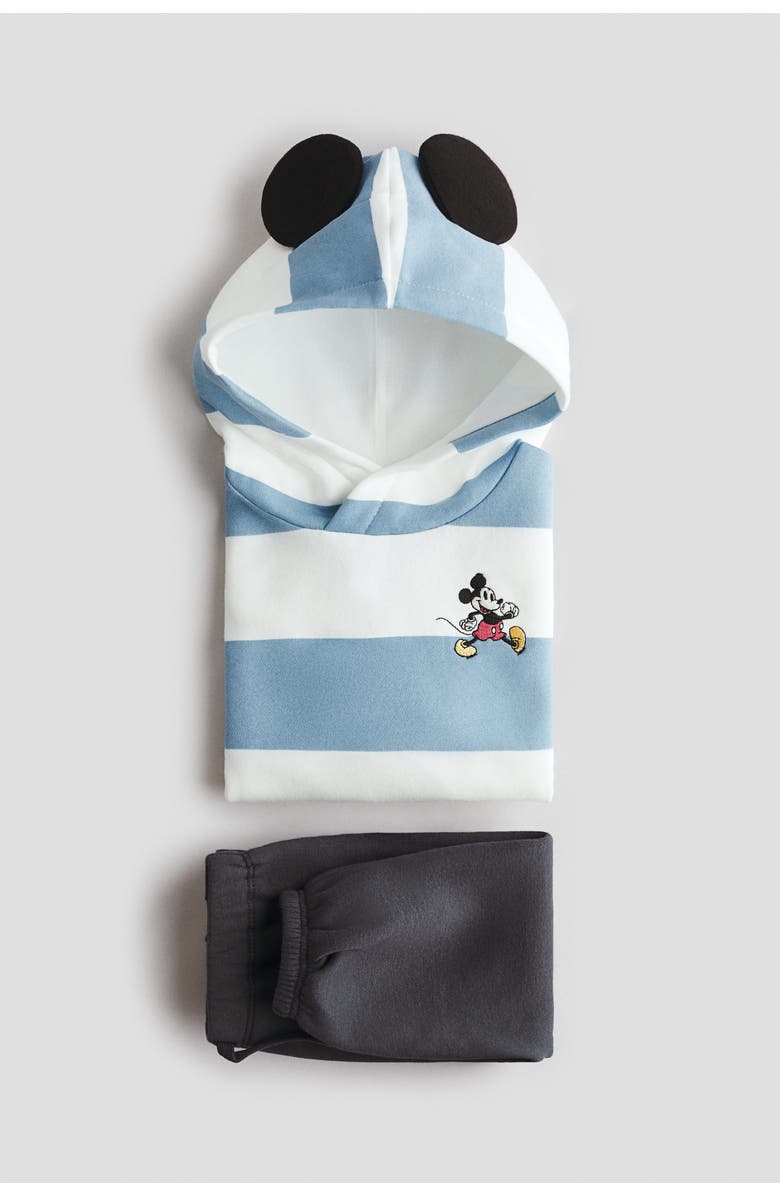 H&M 2-piece Hoodie And Joggers Set, Alternate, color, Light Blue/Mickey Mouse