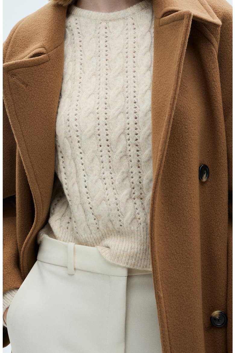 Cable Knit Openwork Sweater, Alternate, color, ECRU